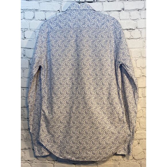 Zara Man Tailoring Slim Fit Long Sleeve Button Down Shirt Size M White Blue - Picture 2 of 11